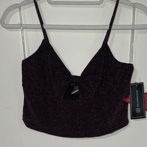 Purple Glittery Black Crop Top